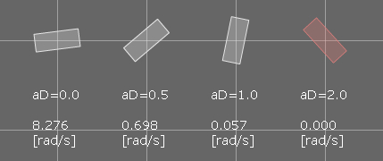 Box2D b2BodyDefクラス angularDampingの検証イメージ画像